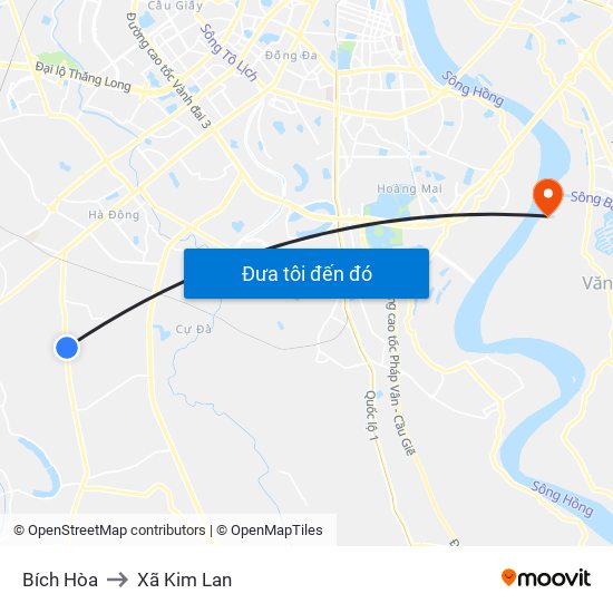Bích Hòa to Xã Kim Lan map