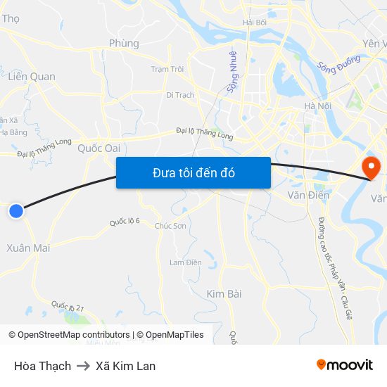 Hòa Thạch to Xã Kim Lan map