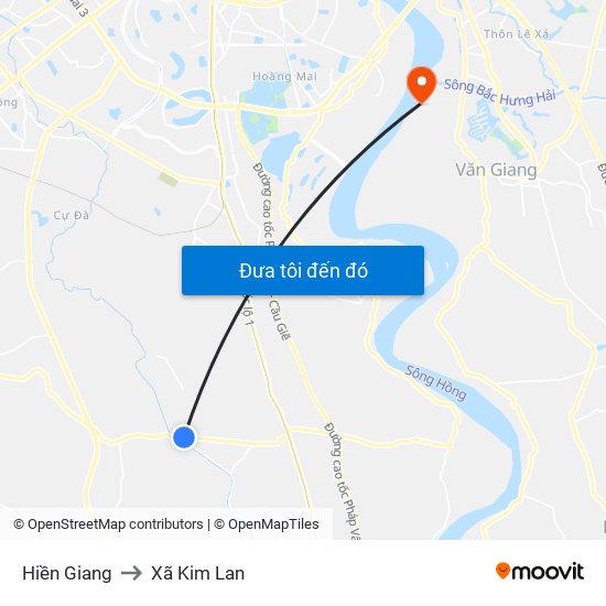 Hiền Giang to Xã Kim Lan map