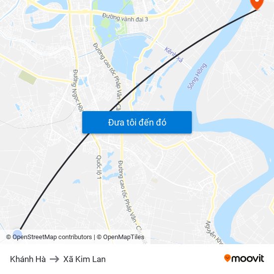 Khánh Hà to Xã Kim Lan map
