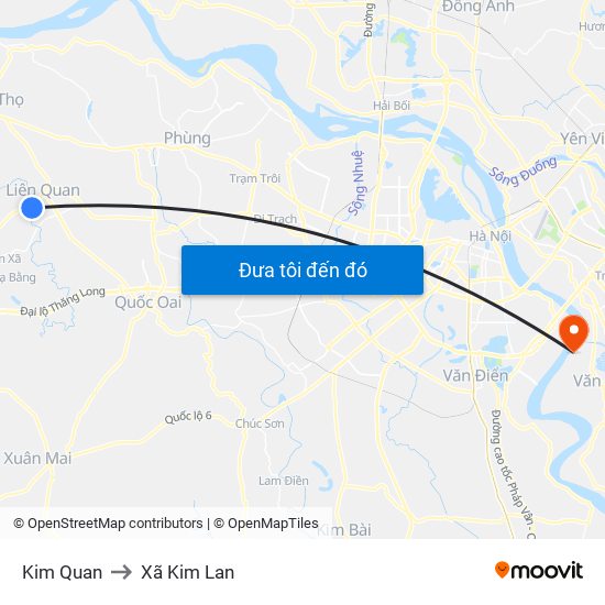 Kim Quan to Xã Kim Lan map