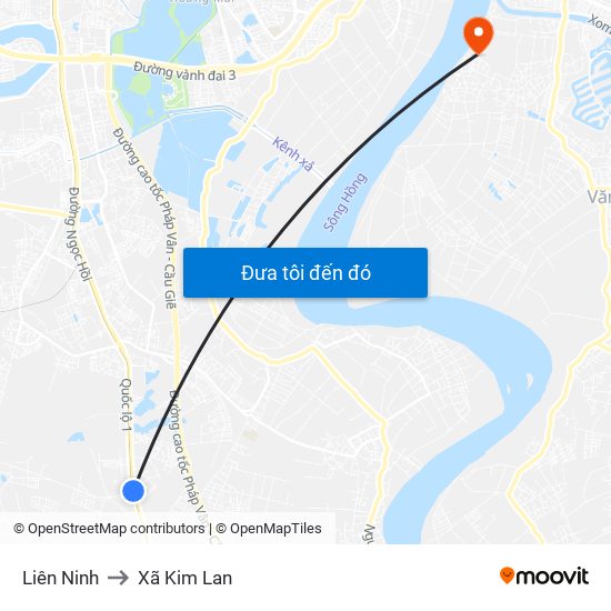 Liên Ninh to Xã Kim Lan map