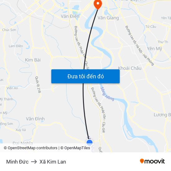 Minh Đức to Xã Kim Lan map