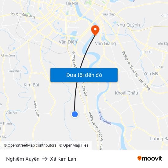 Nghiêm Xuyên to Xã Kim Lan map