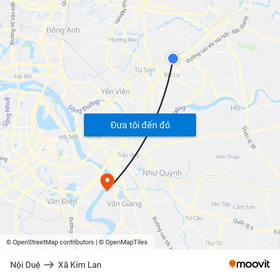 Nội Duệ to Xã Kim Lan map