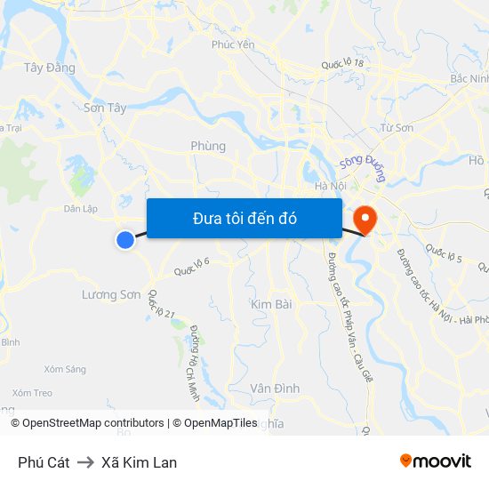 Phú Cát to Xã Kim Lan map