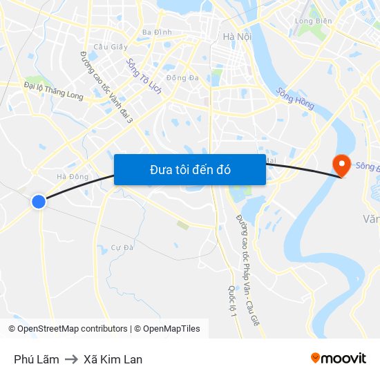 Phú Lãm to Xã Kim Lan map
