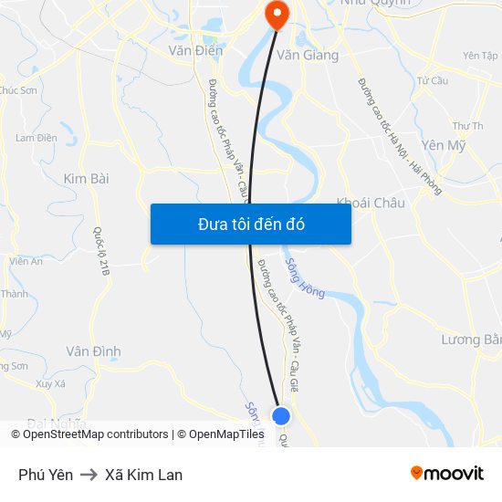 Phú Yên to Xã Kim Lan map