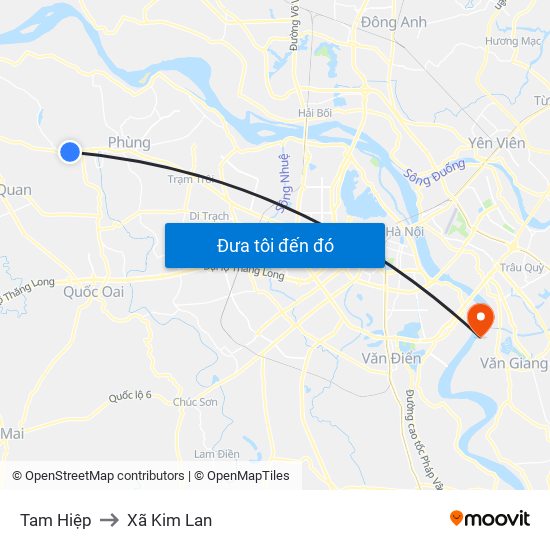 Tam Hiệp to Xã Kim Lan map