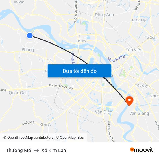 Thượng Mỗ to Xã Kim Lan map