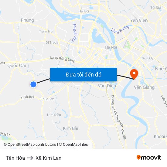 Tân Hòa to Xã Kim Lan map