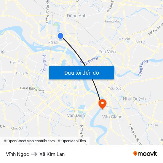 Vĩnh Ngọc to Xã Kim Lan map