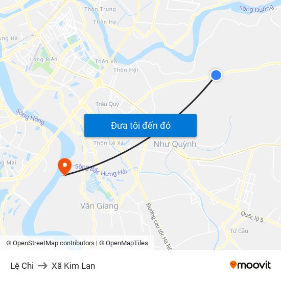 Lệ Chi to Xã Kim Lan map