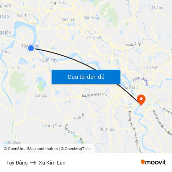 Tây Đằng to Xã Kim Lan map