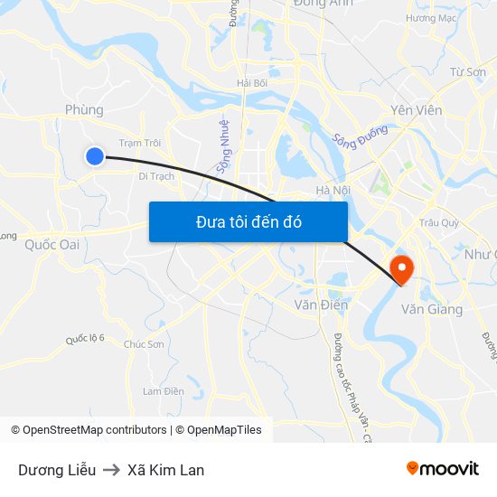 Dương Liễu to Xã Kim Lan map