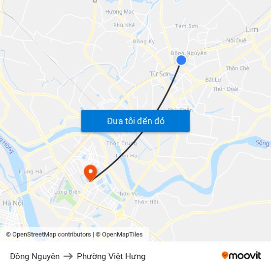 Đồng Nguyên to Phường Việt Hưng map