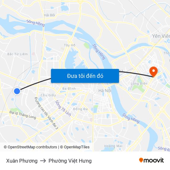 Xuân Phương to Phường Việt Hưng map