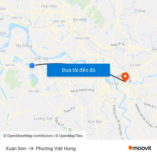 Xuân Sơn to Phường Việt Hưng map