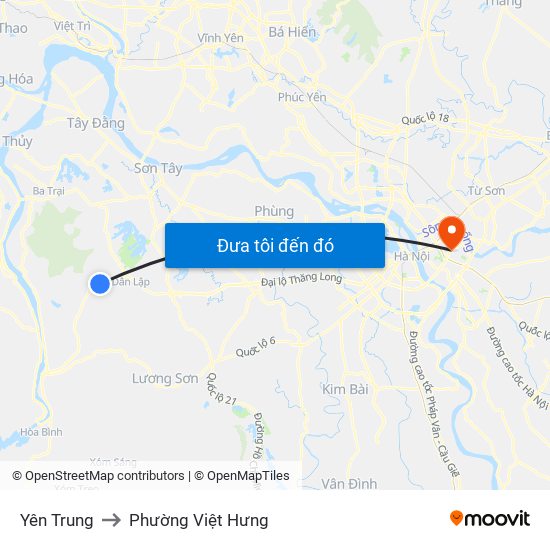 Yên Trung to Phường Việt Hưng map