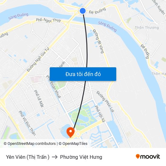 Yên Viên (Thị Trấn ) to Phường Việt Hưng map