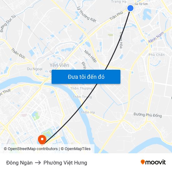 Đông Ngàn to Phường Việt Hưng map