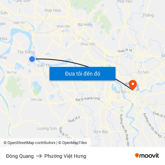 Đông Quang to Phường Việt Hưng map