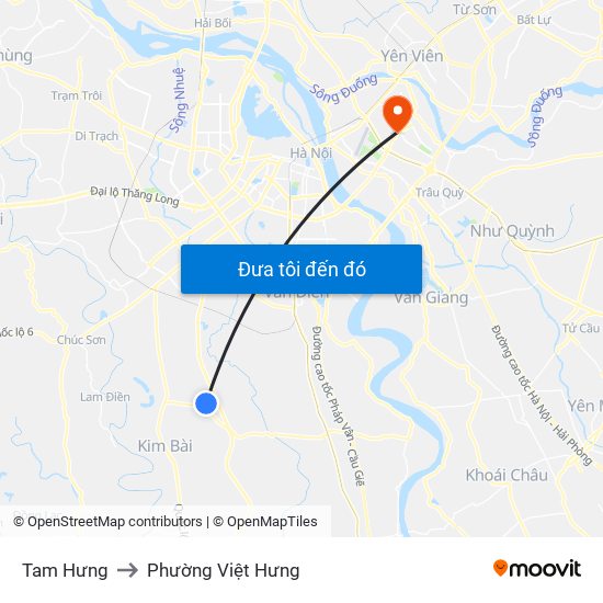 Tam Hưng to Phường Việt Hưng map