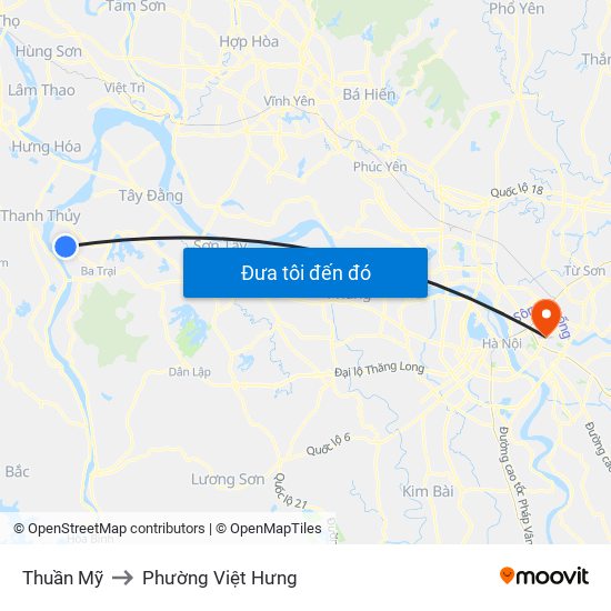 Thuần Mỹ to Phường Việt Hưng map