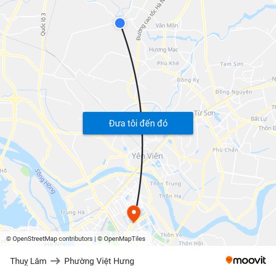 Thuỵ Lâm to Phường Việt Hưng map