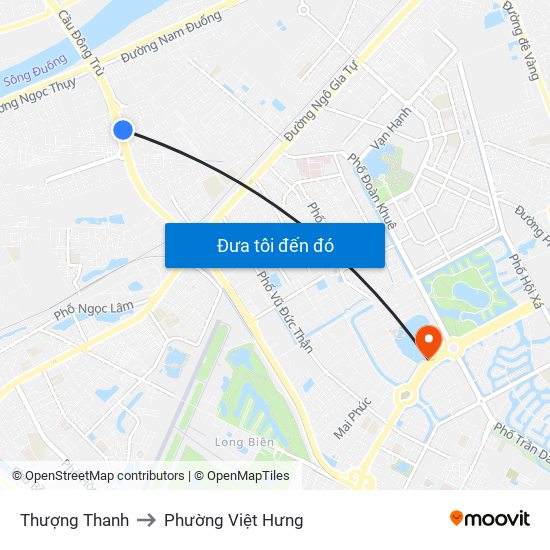 Thượng Thanh to Phường Việt Hưng map