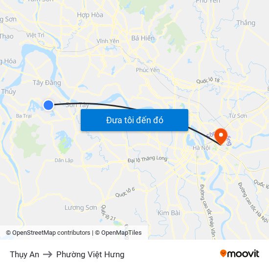 Thụy An to Phường Việt Hưng map