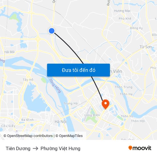 Tiên Dương to Phường Việt Hưng map