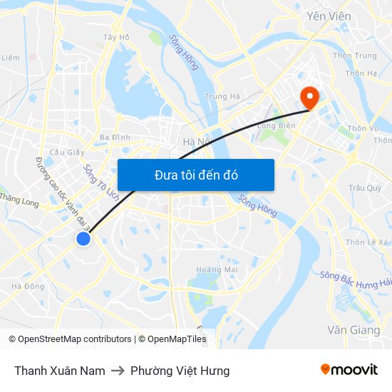 Thanh Xuân Nam to Phường Việt Hưng map