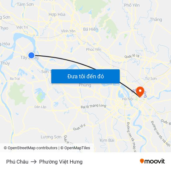 Phú Châu to Phường Việt Hưng map
