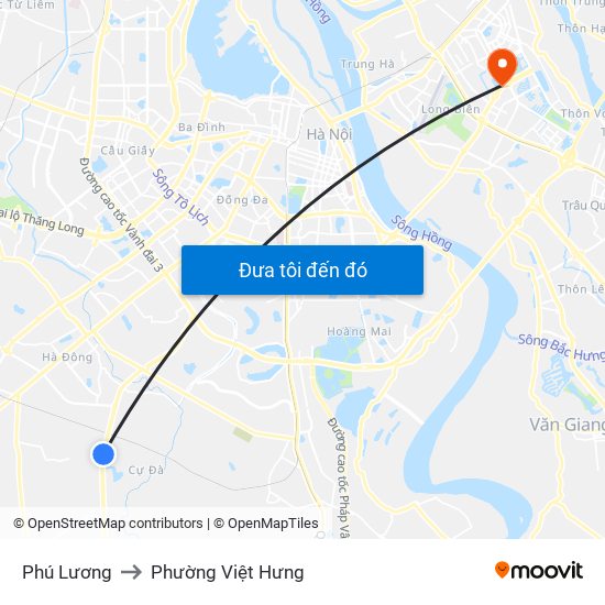 Phú Lương to Phường Việt Hưng map