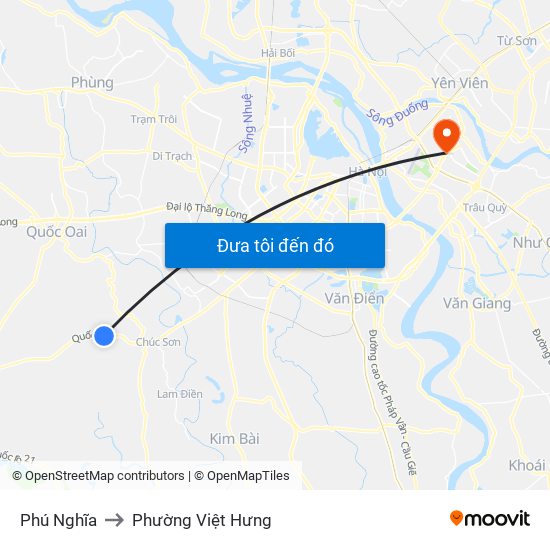 Phú Nghĩa to Phường Việt Hưng map