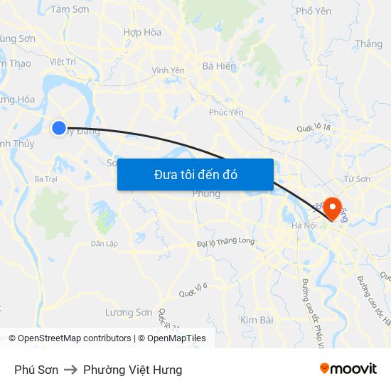 Phú Sơn to Phường Việt Hưng map