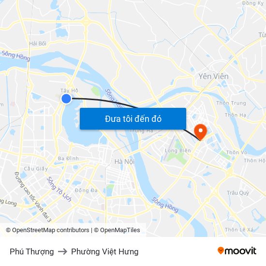 Phú Thượng to Phường Việt Hưng map