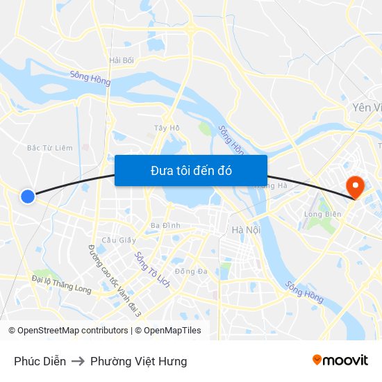 Phúc Diễn to Phường Việt Hưng map