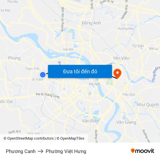 Phương Canh to Phường Việt Hưng map