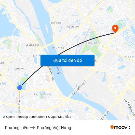 Phương Liên to Phường Việt Hưng map