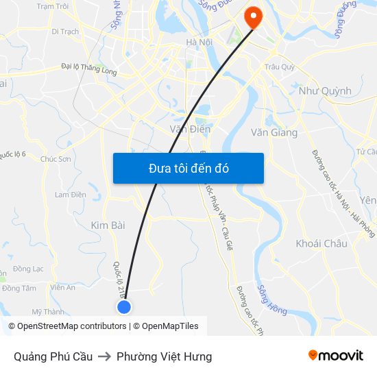 Quảng Phú Cầu to Phường Việt Hưng map