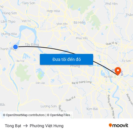 Tòng Bạt to Phường Việt Hưng map