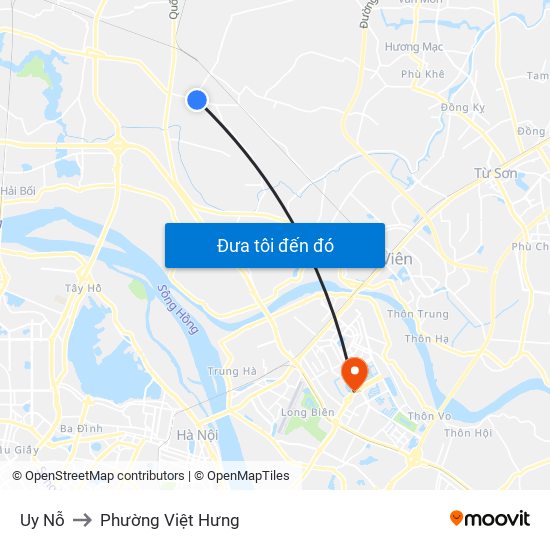 Uy Nỗ to Phường Việt Hưng map