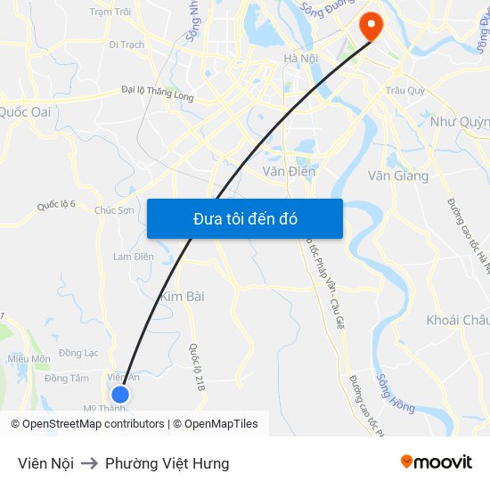 Viên Nội to Phường Việt Hưng map