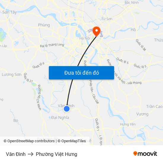 Vân Đình to Phường Việt Hưng map