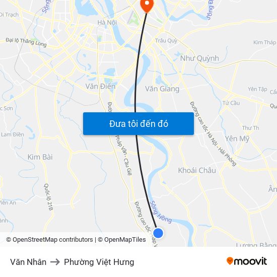 Văn Nhân to Phường Việt Hưng map