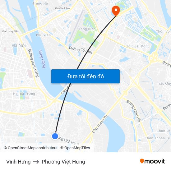 Vĩnh Hưng to Phường Việt Hưng map