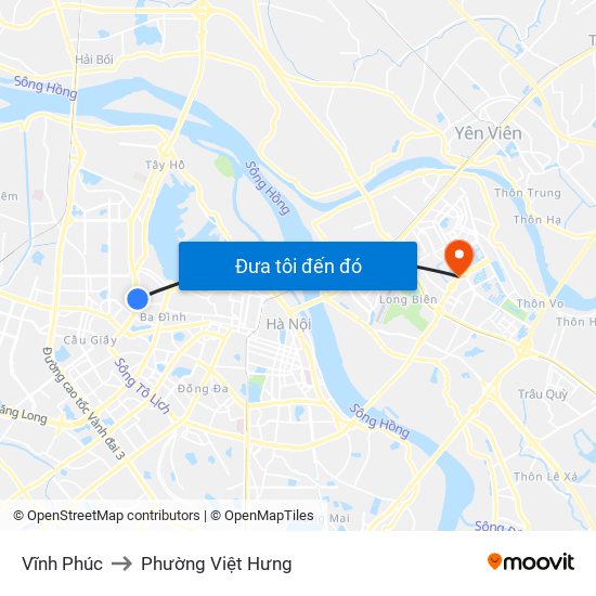 Vĩnh Phúc to Phường Việt Hưng map