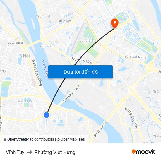 Vĩnh Tuy to Phường Việt Hưng map